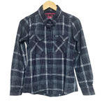 Dixxon Shirt Women’s Gray Blue The Paulson Plaid Button Up Flannel Pockets Photo 0