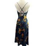 Azazie Women’s  Small Navy Blue Sleeveless Maxi Dress with Orange Florals & a Sid Photo 1