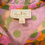 Flora Bea 100% Cotton Pink Orange Green Floral Ruffle Mini Dress Size Medium Photo 3