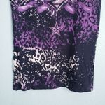 Sinful  Black and Purple Leopard Print Rhinestone V-neck Tee Photo 1