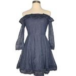 Lovers + Friends  Cass Dress Size Small Lace Off the Shoulder Blue Gray Sz S Photo 1