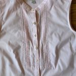 L.L.Bean  Wrinkle Resistant Button Up Sleeveless SZ MP Pintuck Pink Collarless Photo 3