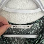 ZARA  green black dark floral tiered midi dress long sleeve size XS Photo 6