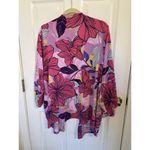 Iman Floral Kimono Pink Purple Size 1XT Boho Swim Cover Up Vacation Beach Photo 1