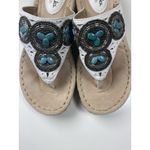 Artisan Clarks‎  5.5M White Beaded Flip Flop Sandals Turquoise Silver Accents Photo 10