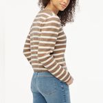 J.Crew New Mushroom & Ivory Stripe Cotton Lady Jacket Cardigan Sweater Size 3X Photo 8