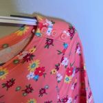 Charter Club NWT  Short Sleeve Shirt Cotton Peach Floral Print Boatneck Medium Photo 2