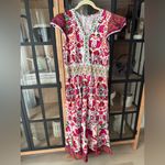 Anthropologie Floral smocked waist maxi midi dress ruffle flutter sleeve colorful bright print Photo 4
