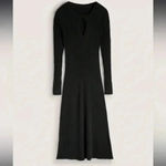 BODEN Ribbed Cut Out Dress UK 12R Black Keyhole Neck Long Sleeve Fitted NWT Size 12 Photo 4