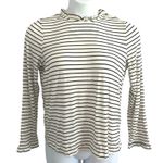Kaileigh Women's Ruffle Neck Black Stripe Long Sleeve Knit Blouse L Large NWOT Photo 0