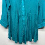 Alfani Womens Teal Academia Casual Office Elegant Pin Tuck Tunic Shirt Sz Large Blue Photo 3