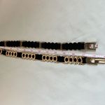 Women's Gold Tone Metal Rings Elastic Stretch Belt – Fashion Waistband Accessory Black Photo 3