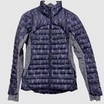 Lululemon Fluff Off Jacket Goose Down Puffer Pullover Purple Patterned Size 6 Photo 0