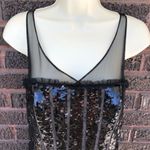 BCBGMAXAZRIA Black Stripe Sequin & Tulle Mini Dress Sz 4 Little Black Dress Photo 5