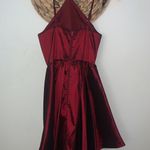 Camille La Vie Wine Red Halter Dress Photo 4