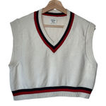 Aritzia Sunday Best M Merino Wool V neck Cropped Sweater Vest Preppy Photo 0