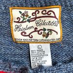 Vintage 90s Bright Red Blue Cardigan Round Neck Heart Floral Pattern Knit Large Photo 8