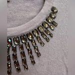 J.Crew Mauve Embellished Jeweled-Starburst Collar Sweater Merino Wool Size XS Photo 5