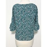 Michael Michael Kors Paisley‎ Bell Sleeve Blouse Boat Neck Green White Small Photo 4