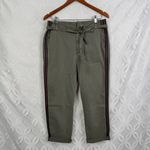 Sundry Olive Green Belted Cargo Pants Women's Size 28 Stripe Detail Cropped Photo 1