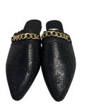 Black Rhinestone Pointed Toe Mules Chain Accent SlipOn Womens Shoes Size 8 NWOT Photo 0