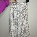 Ann Taylor  Cream and Brown leopard print Women's Skirt belt tie 10 knee length Photo 1