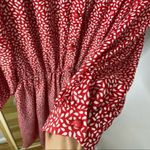 Vintage red leaf button up house dress Size M Photo 5