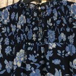 J.Crew  Ruffleneck Chiffon Blouse - Midnight Blue Floral Photo 7