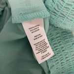 Socialite  Womens Top Sheer Long Sleeve Shirred Gathered Hem Crochet Aqua Blue M Photo 3