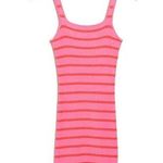 NEW HOT STRIPE RIB TANK DRESS IN HOT MELON Photo 0