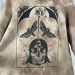 Life Clothing Large Wide Sleeve Tie Dye Butterfly Skull Crewneck Crop Top Rose Brown Photo 2