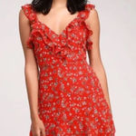 Lulus Women's  Red Floral Ruffled Mini Dress M Photo 0