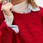 Free People #65 NWT  Foxy Baby Alpaca Pullover Sweater in Red Combo Photo 3