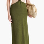 Cult Gaia Cameron Midi Knit Halter Olive Green Cut Out Bodycon Dress Size L Photo 0