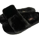 Dream Paris Dream Pairs Size 6.5/7 Black Fluffy Sherpa Slip On Platform Slides House Slipper Photo 1