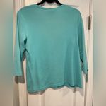 Karen Scott  Size LP Aquamarine 3/4 Sleeve Henley Top Cotton Stretch Silver Photo 7