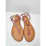 GBG Los Angeles T Strap Sandals Size 6 Pink‎ Gold Logo Ankle Strap Pink Photo 5