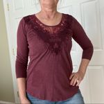 Lucky Brand  burgundy top with lace XS Photo 13