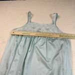 Vintage Baby Blue Satin Lace Trim Nightgown Maxi Dress L Floral‎ Embroidered Size L Photo 7