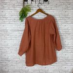 J. Jill Pure Jill Linen Burnt Orange Terracotta Loop Button Blouse Size XL Photo 6
