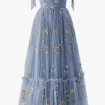 Blue Floral Prom / Formal Dress Size 16 Photo 0