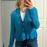 Sunset Rd Knit Blue Hooded Sweater Size M Photo 0