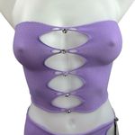 White Fox Boutique NEW White Fox Purple Sexy Cutouts Strapless Tube Top & Mini Skirt 2 Piece Set OS Photo 3
