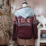 American Eagle  Size Medium M Maroon Zipper Sweater AE Sherpa Hood Lined Comfy Photo 2