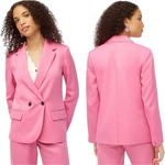 J.Crew NWT Factory Drapey Twill Double-Breasted Suit Blazer Power Mauve Pink 12 Photo 1