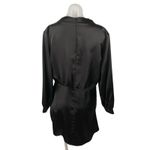 ZARA Womens Black Silk Satin Ruched High Neck Long Sleeve Mini Wrap Dress Size L Photo 1