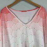 Simply Aster By Firmiana Top Women's 2X Pink White Honeycomb Print Asymmetrical Size XXL Photo 2