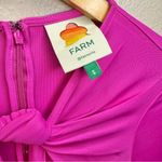 Farm Rio NEW  Bright Pink Long Sleeve Twist Front Cut Out Bodysuit Photo 6