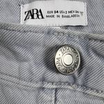 ZARA  Wide Leg Straight Fit Crop Raw Hem Jeans Button Fly Light Wash Size 2 Photo 5