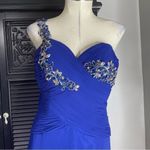 Alyce Paris  Royal Blue Prom‎ Pageant Formal Beaded Rhinestone Cape Dress 4 Photo 2